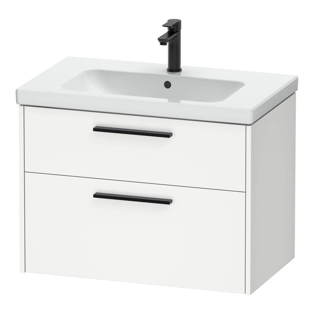Duravit D-Code – Έπιπλο Νιπτήρα – 784 mm, 2 συρτάρια, νιπτήρας κέντρο, Diamond black Matt – White Matt, Decor (DC46720BD180000)
