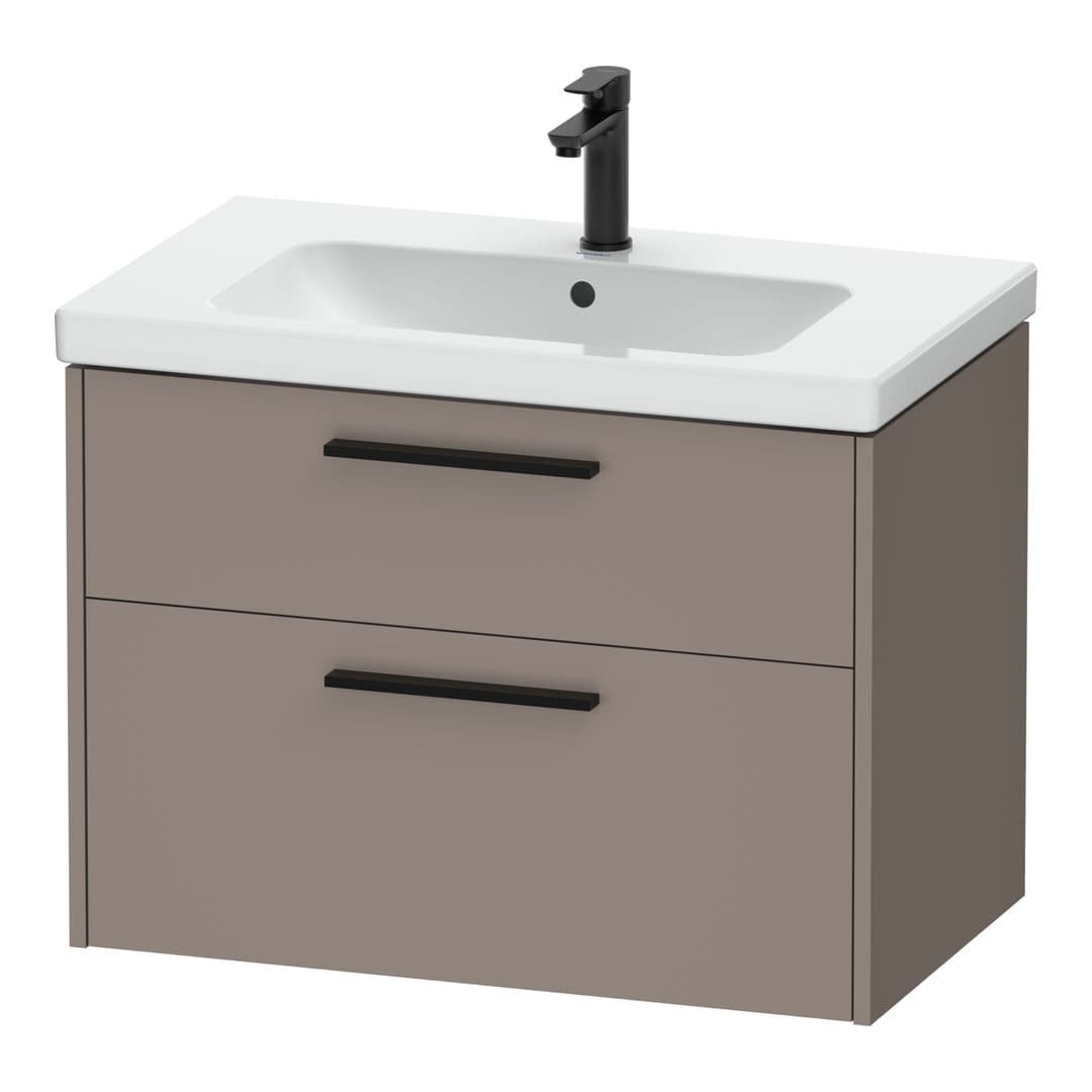 Duravit D-Code – Έπιπλο Νιπτήρα – 784 mm, 2 συρτάρια, νιπτήρας κέντρο, Diamond black Matt – Basalte Matt, Decor (DC46720BD430000)