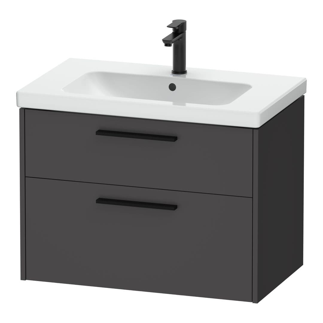 Duravit D-Code – Έπιπλο Νιπτήρα – 784 mm, 2 συρτάρια, νιπτήρας κέντρο, Diamond black Matt – Graphite Matt, Decor (DC46720BD490000)