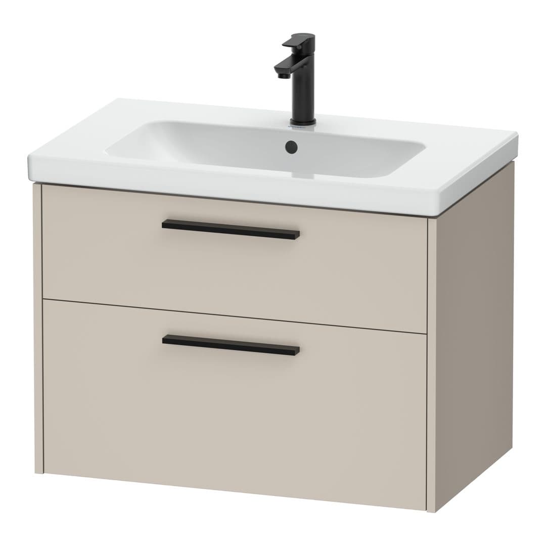 Duravit D-Code – Έπιπλο Νιπτήρα – 784 mm, 2 συρτάρια, νιπτήρας κέντρο, Diamond black Matt – Taupe Matt, Decor (DC46720BD910000)