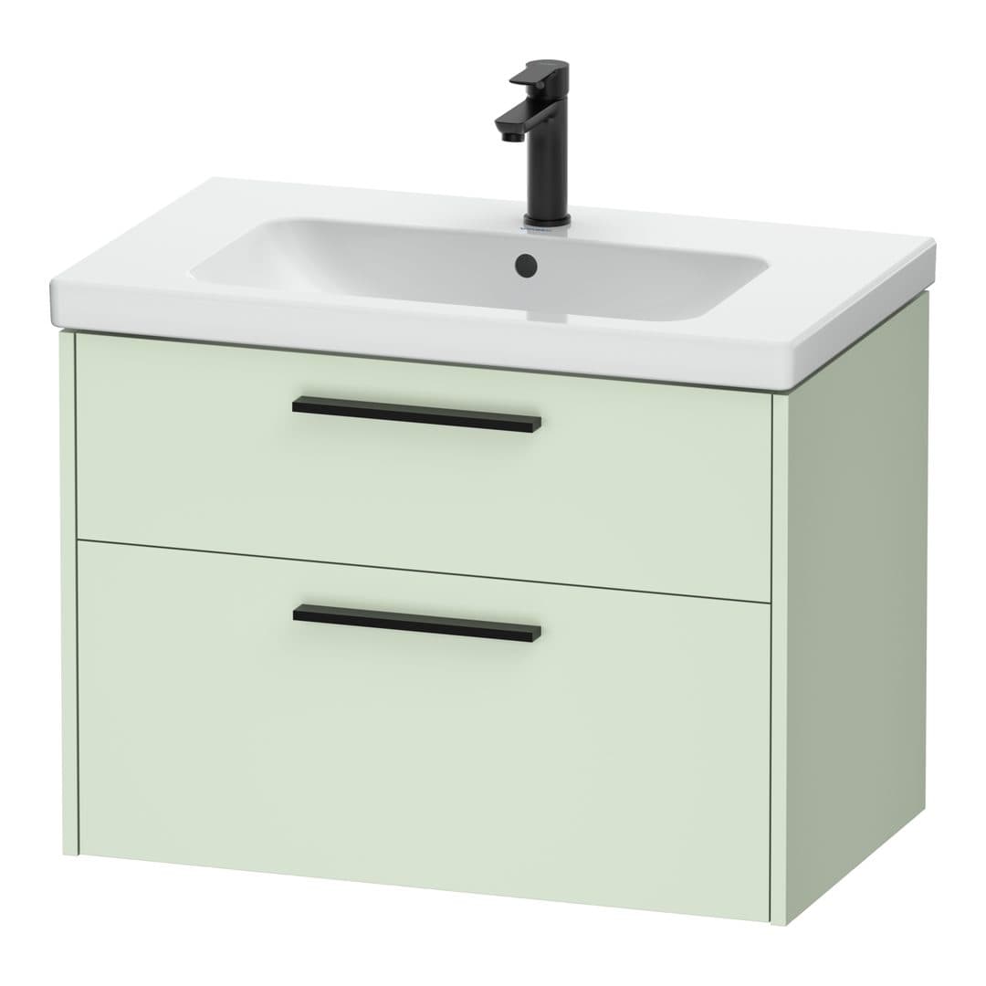 Duravit D-Code – Έπιπλο Νιπτήρα – 784 mm, 2 συρτάρια, νιπτήρας κέντρο, Diamond black Matt – Pale Green Matt, Decor (DC46720BDHH0000)