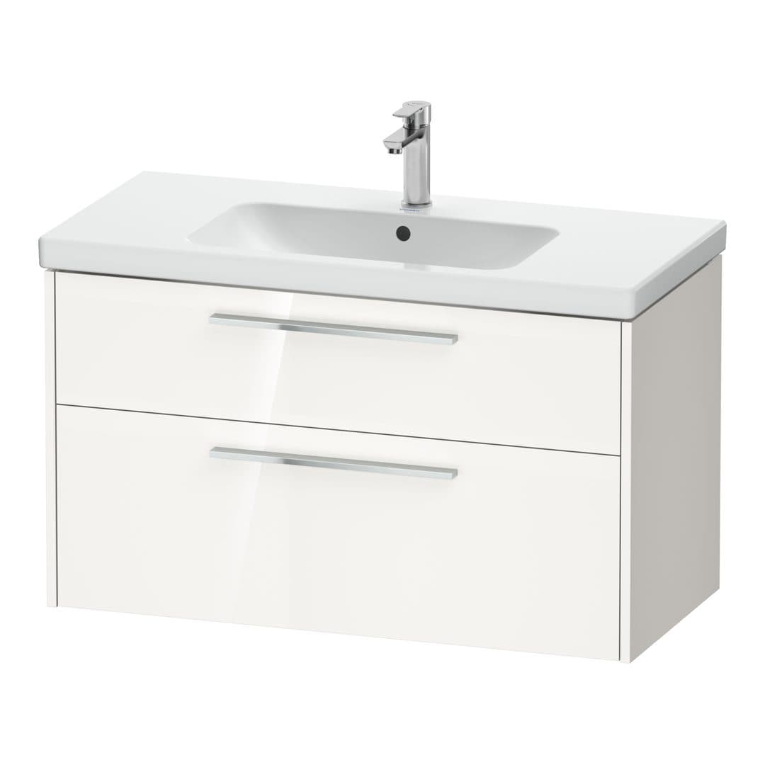 Duravit D-Code – Έπιπλο Νιπτήρα – 984 mm, 2 συρτάρια, νιπτήρας κέντρο, Chrome Glossy – White High Gloss, Decor (DC4673010220000)