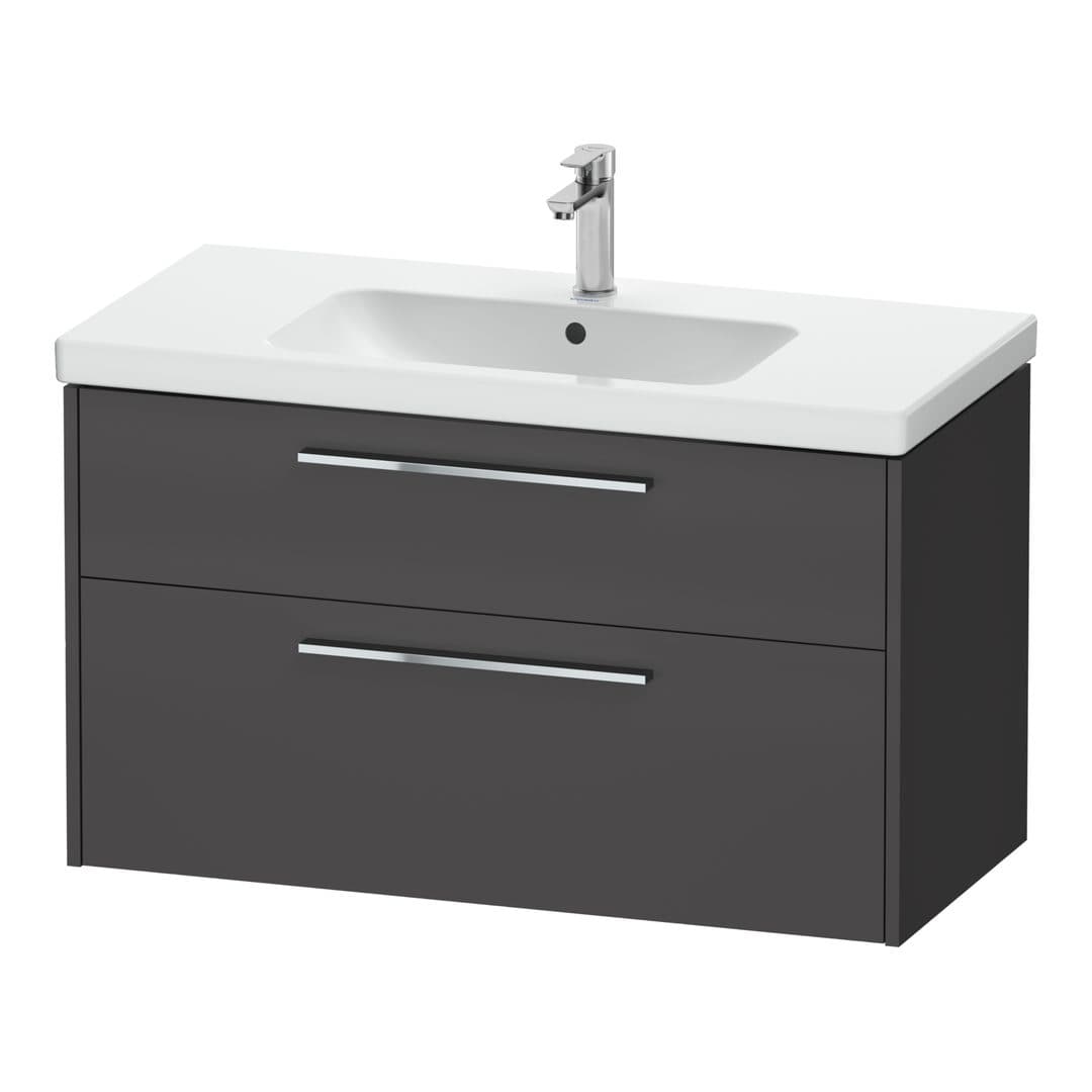 Duravit D-Code – Έπιπλο Νιπτήρα – 984 mm, 2 συρτάρια, νιπτήρας κέντρο, Chrome Glossy – Graphite Matt, Decor (DC4673010490000)