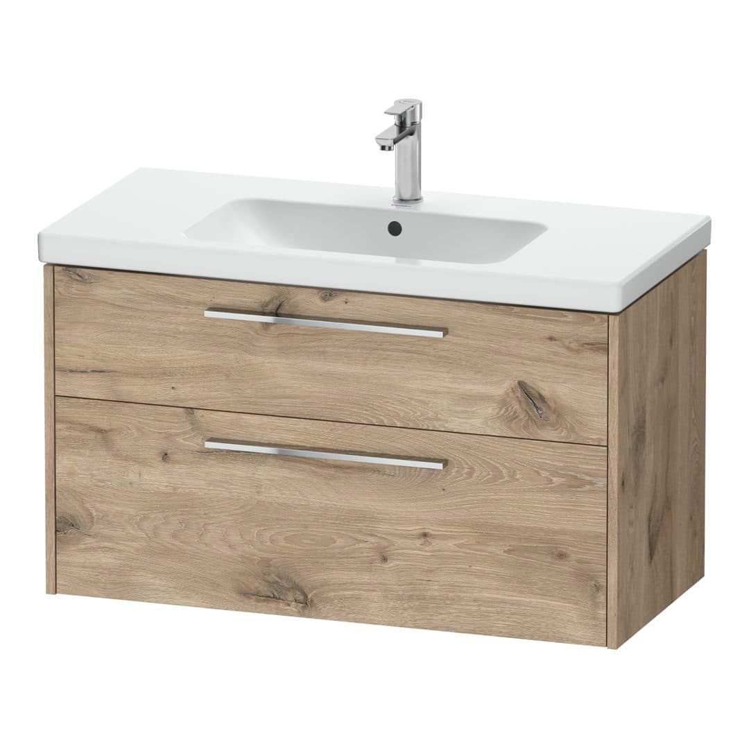 Duravit D-Code – Έπιπλο Νιπτήρα – 984 mm, 2 συρτάρια, νιπτήρας κέντρο, Chrome Glossy – Marbled Oak Matt, Decor (DC4673010550000)