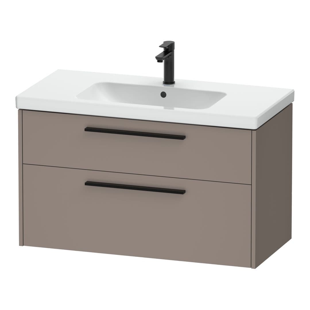 Duravit D-Code – Έπιπλο Νιπτήρα – 984 mm, 2 συρτάρια, νιπτήρας κέντρο, Diamond black Matt – Basalte Matt, Decor (DC46730BD430000)