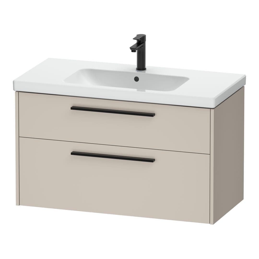 Duravit D-Code – Έπιπλο Νιπτήρα – 984 mm, 2 συρτάρια, νιπτήρας κέντρο, Diamond black Matt – Taupe Matt, Decor (DC46730BD910000)