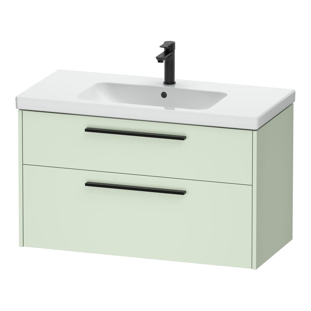 Duravit D-Code – Έπιπλο Νιπτήρα – 984 mm, 2 συρτάρια, νιπτήρας κέντρο, Diamond black Matt – Pale Green Matt, Decor (DC46730BDHH0000)