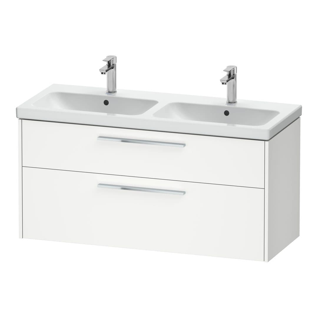 Duravit D-Code – Έπιπλο Νιπτήρα – 1184 mm, 2 συρτάρια, νιπτήρας κέντρο, Chrome Glossy – White Matt, Decor (DC4674010180000)