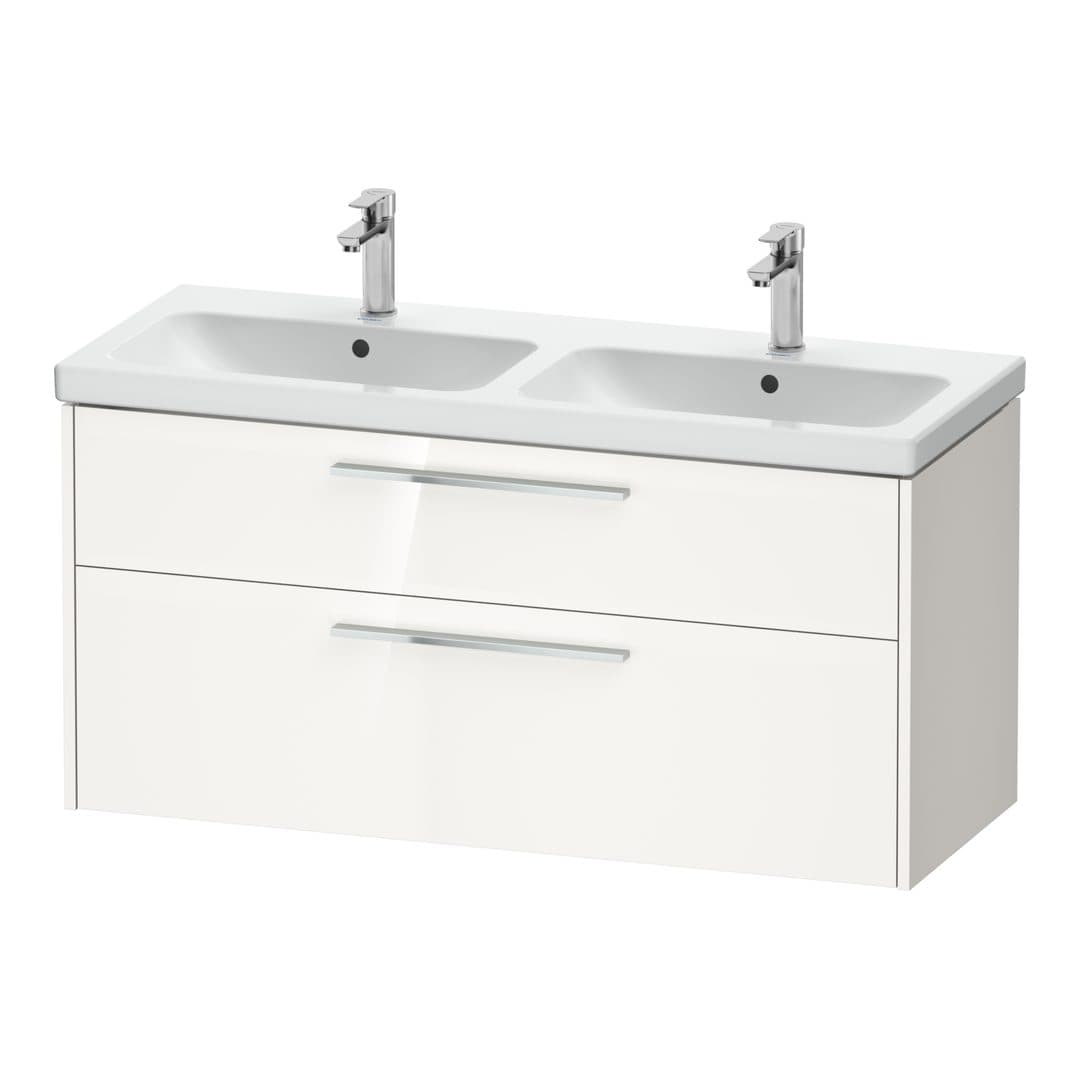 Duravit D-Code – Έπιπλο Νιπτήρα – 1184 mm, 2 συρτάρια, νιπτήρας κέντρο, Chrome Glossy – White High Gloss, Decor (DC4674010220000)