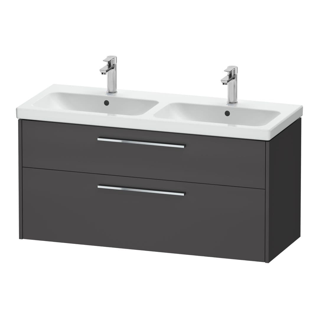Duravit D-Code – Έπιπλο Νιπτήρα – 1184 mm, 2 συρτάρια, νιπτήρας κέντρο, Chrome Glossy – Graphite Matt, Decor (DC4674010490000)