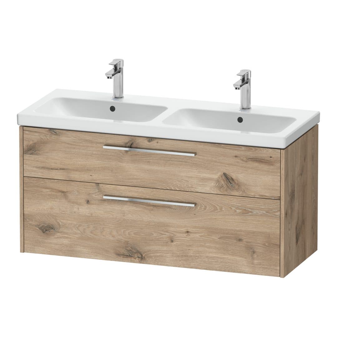 Duravit D-Code – Έπιπλο Νιπτήρα – 1184 mm, 2 συρτάρια, νιπτήρας κέντρο, Chrome Glossy – Marbled Oak Matt, Decor (DC4674010550000)