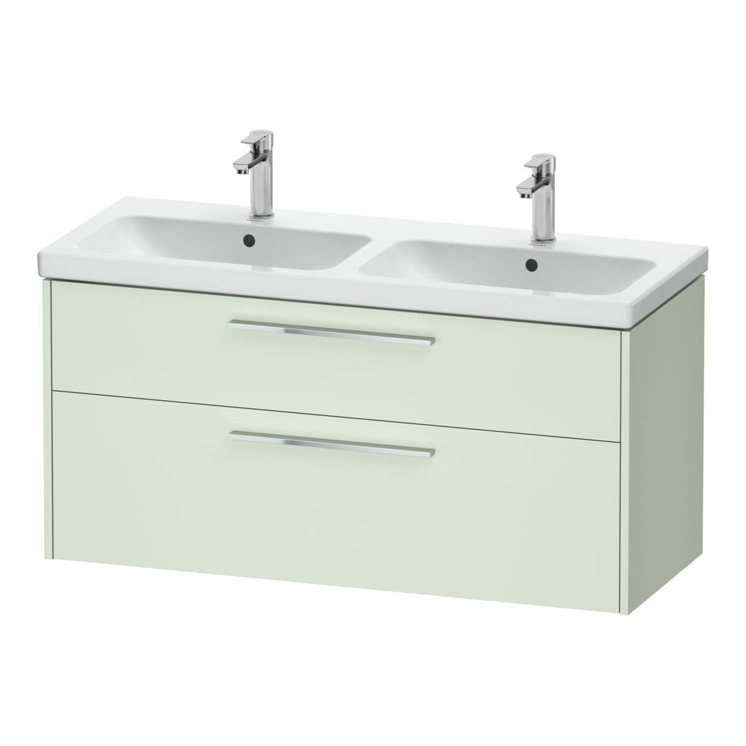 Duravit D-Code – Έπιπλο Νιπτήρα – 1184 mm, 2 συρτάρια, νιπτήρας κέντρο, Chrome Glossy – Pale Green Matt, Decor (DC4674010HH0000)