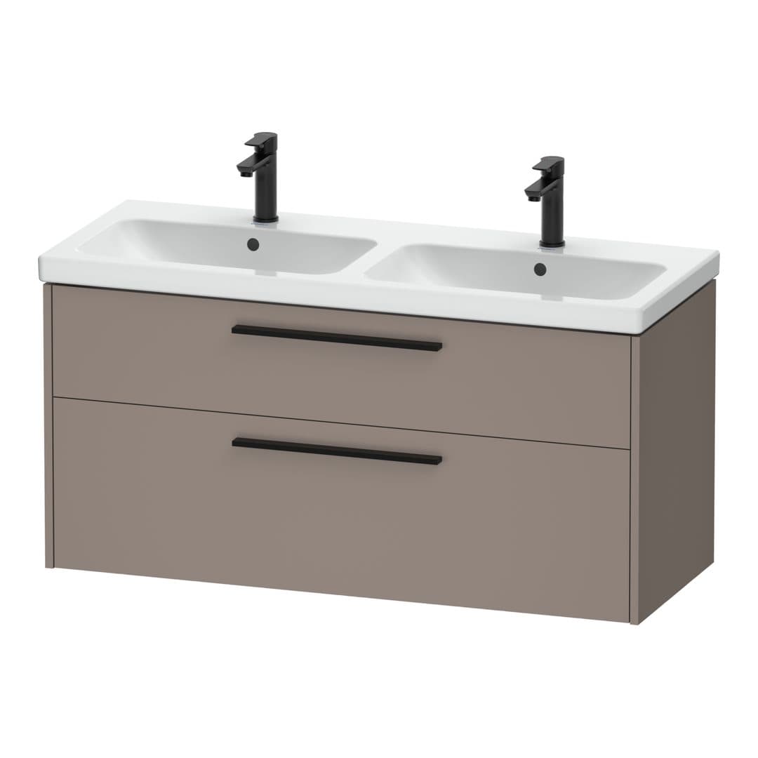 Duravit D-Code – Έπιπλο Νιπτήρα – 1184 mm, 2 συρτάρια, νιπτήρας κέντρο, Diamond black Matt – Basalte Matt, Decor (DC46740BD430000)