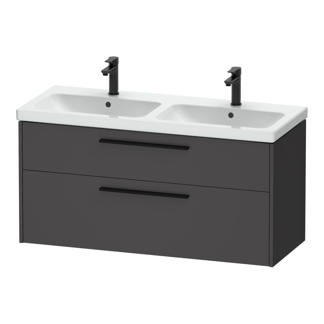 Duravit D-Code – Έπιπλο Νιπτήρα – 1184 mm, 2 συρτάρια, νιπτήρας κέντρο, Diamond black Matt – Graphite Matt, Decor (DC46740BD490000)
