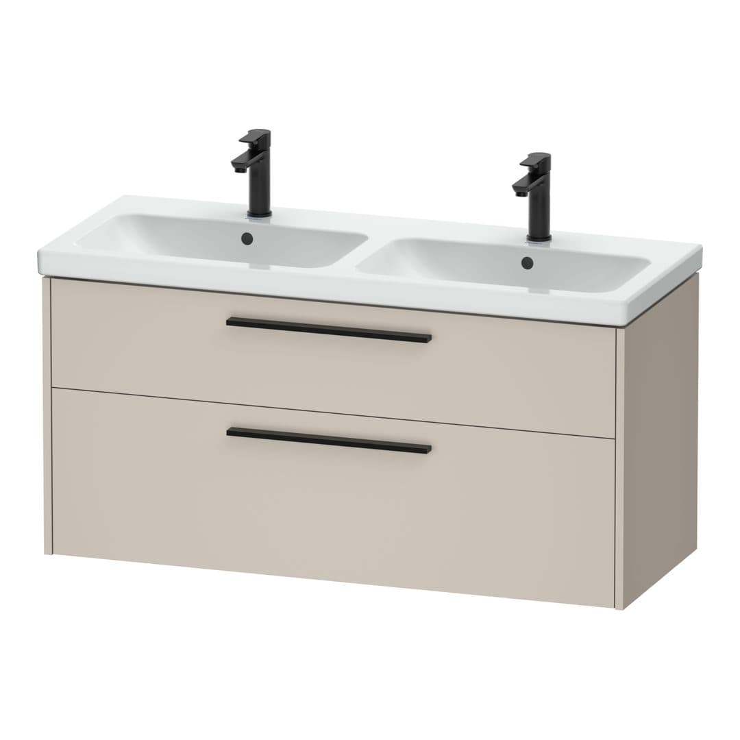 Duravit D-Code – Έπιπλο Νιπτήρα – 1184 mm, 2 συρτάρια, νιπτήρας κέντρο, Diamond black Matt – Taupe Matt, Decor (DC46740BD910000)