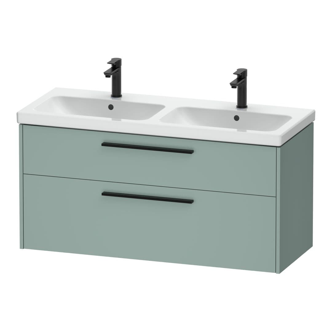 Duravit D-Code – Έπιπλο Νιπτήρα – 1184 mm, 2 συρτάρια, νιπτήρας κέντρο, Diamond black Matt – Fjord Green Matt, Decor (DC46740BDHG0000)