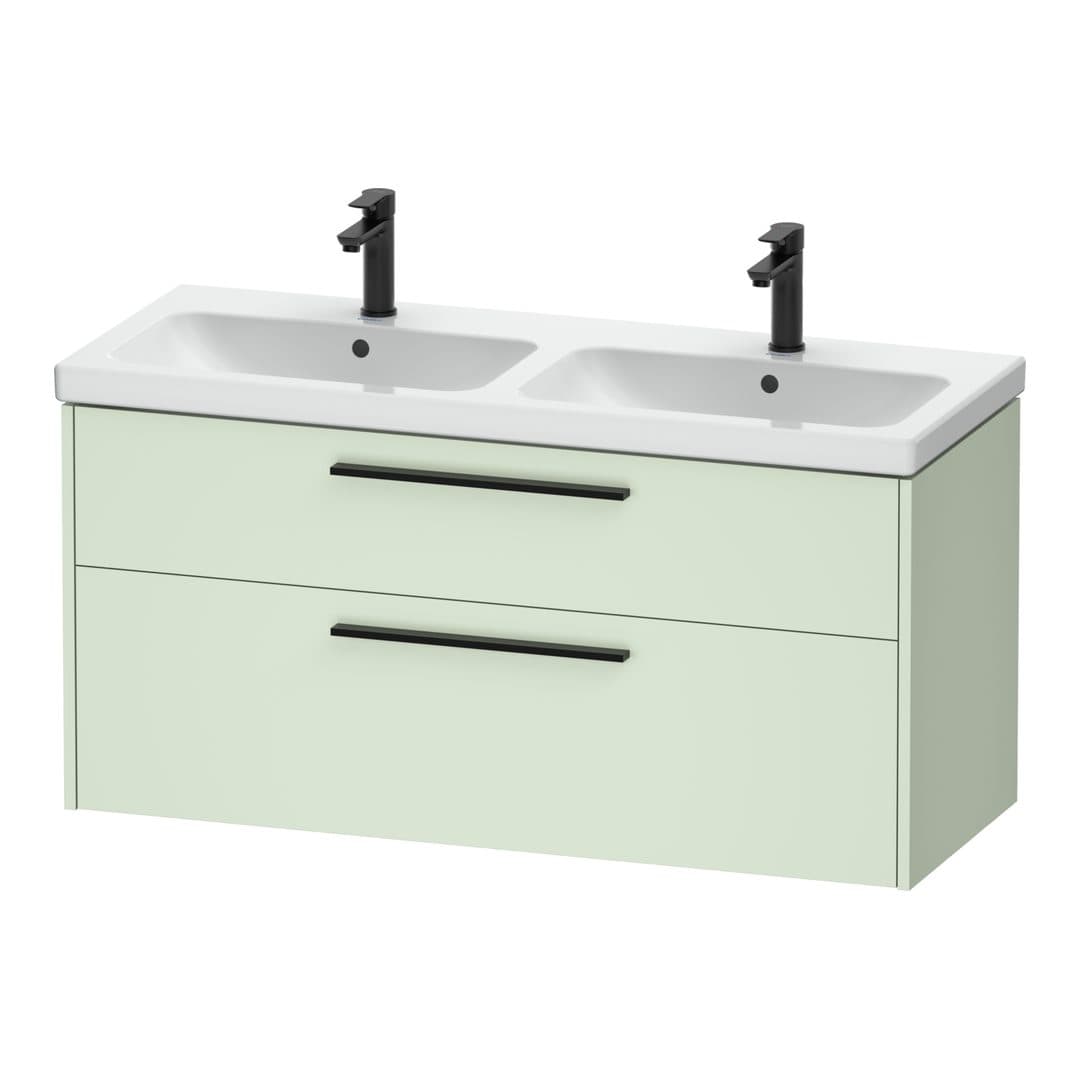 Duravit D-Code – Έπιπλο Νιπτήρα – 1184 mm, 2 συρτάρια, νιπτήρας κέντρο, Diamond black Matt – Pale Green Matt, Decor (DC46740BDHH0000)