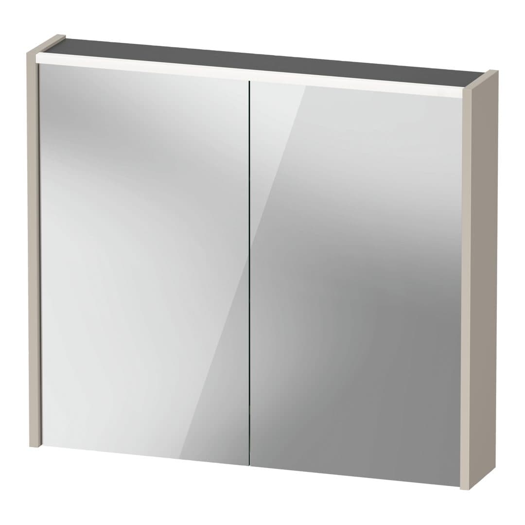 Duravit D-Code – Καθρέπτης Μπάνιου – 800×700 mm, καθρεπτοντούλαπο, 2 πόρτες, με φωτισμό LED – Taupe (DC7106091910000)