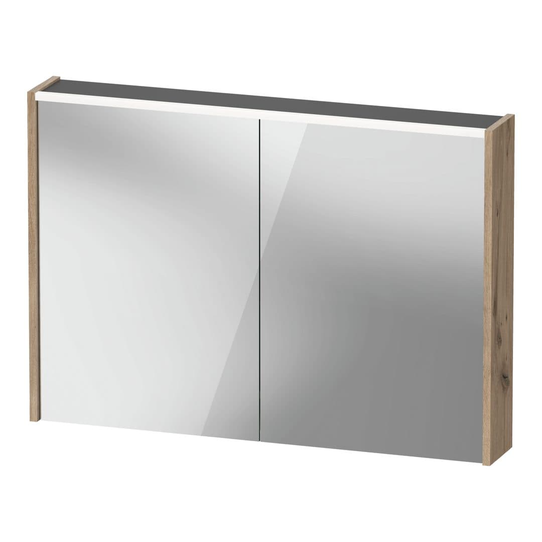 Duravit D-Code – Καθρέπτης Μπάνιου – 1000×700 mm, καθρεπτοντούλαπο, 2 πόρτες, με φωτισμό LED – Marbled Oak (DC7107055550000)