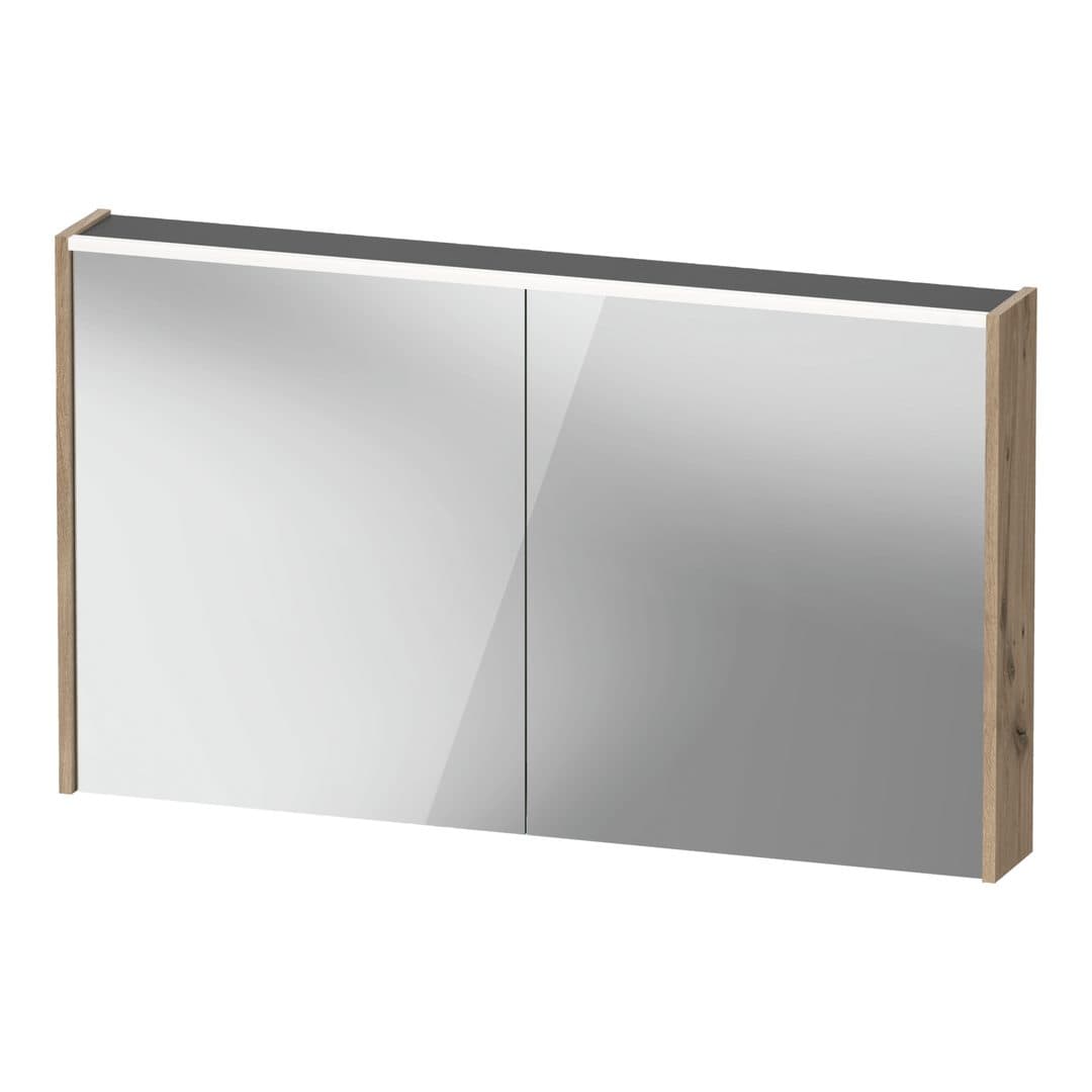 Duravit D-Code – Καθρέπτης Μπάνιου – 1200×700 mm, καθρεπτοντούλαπο, 2 πόρτες, με φωτισμό LED – Marbled Oak (DC7108055550000)