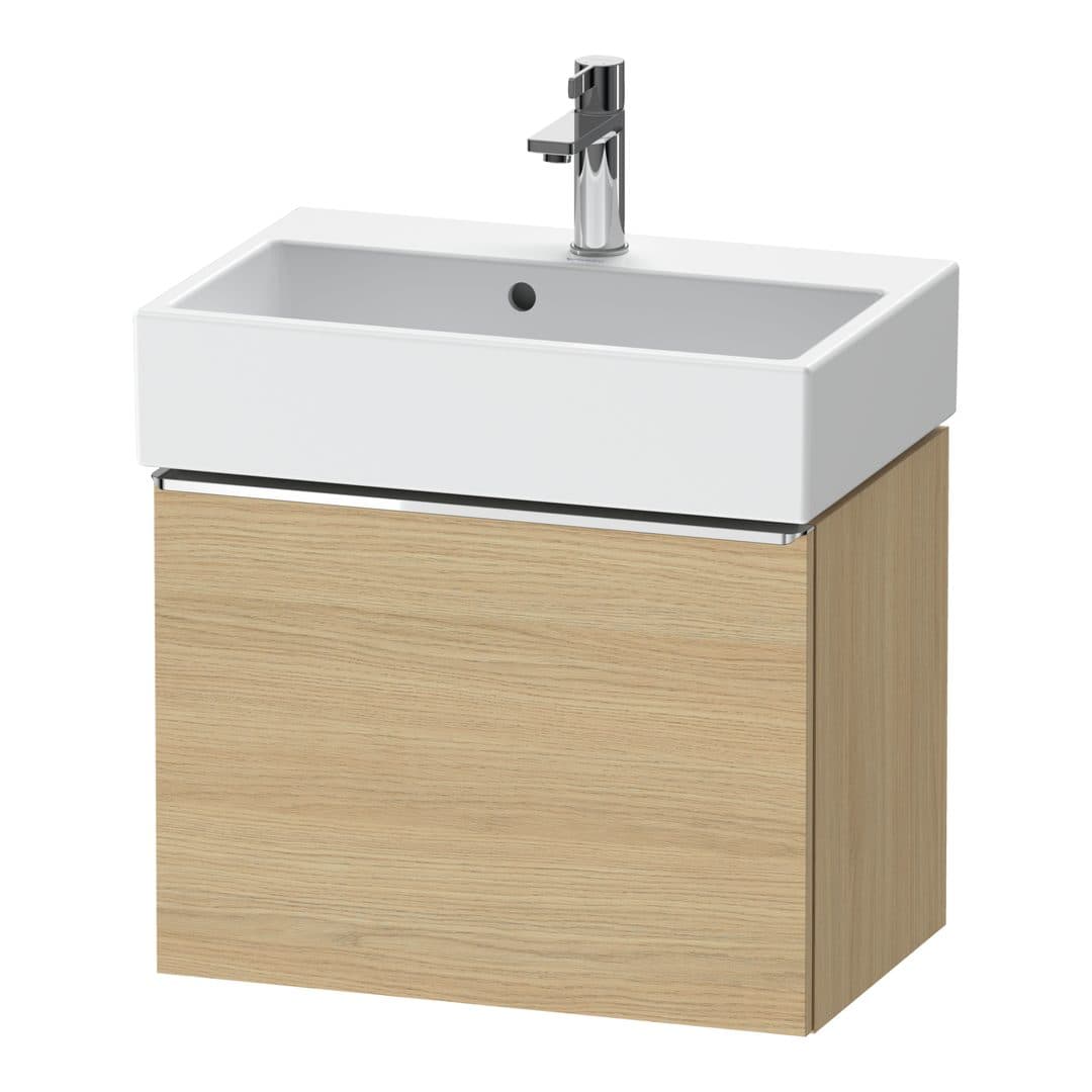 Duravit D-Neo – Έπιπλο Νιπτήρα – 584 mm, 1 συρτάρι, νιπτήρας κέντρο, Compact, Chrome High Gloss – Natural oak, Decor (DE4229010300000)