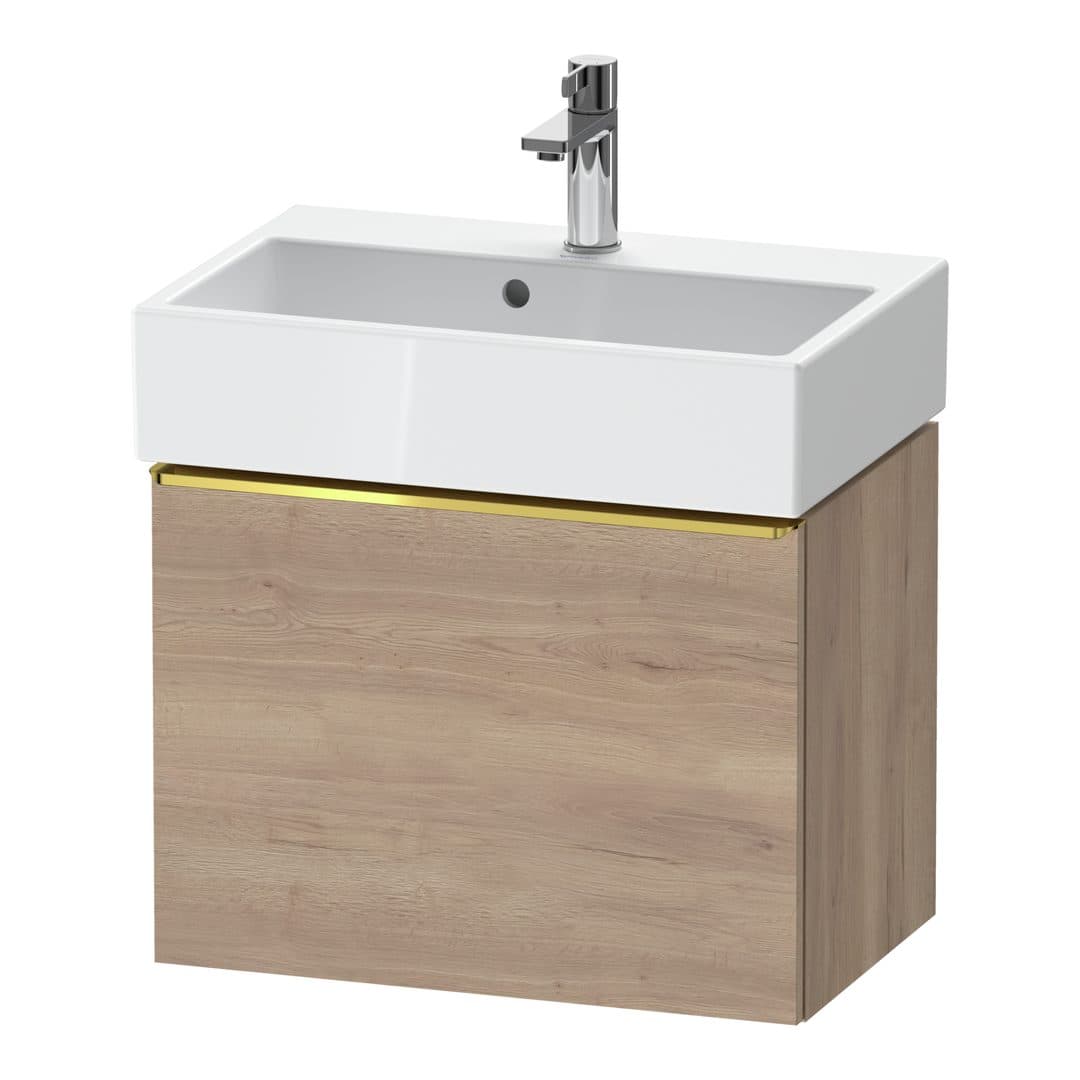 Duravit D-Neo – Έπιπλο Νιπτήρα – 584 mm, 1 συρτάρι, νιπτήρας κέντρο, Compact, Gold Polished – Marbled Oak Matt, Decor (DE4229034550000)