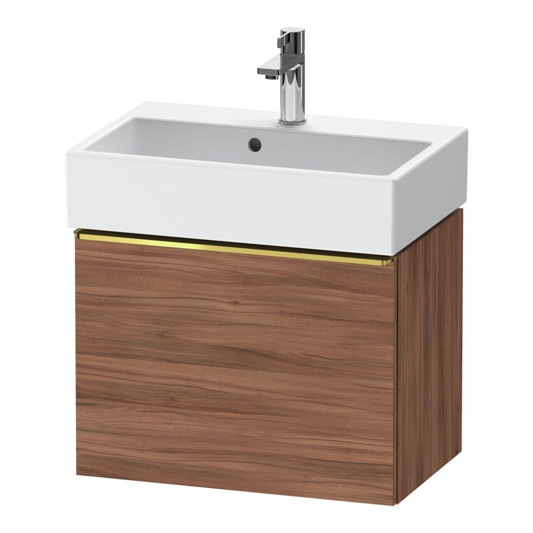 Duravit D-Neo – Έπιπλο Νιπτήρα – 584 mm, 1 συρτάρι, νιπτήρας κέντρο, Compact, Gold Polished – Walnut Matt, Decor (DE4229034790000)
