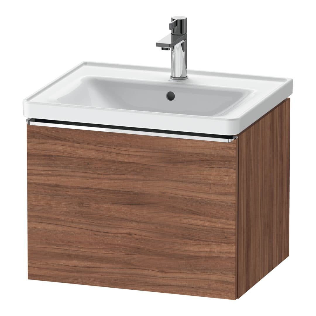 Duravit D-Neo – Έπιπλο Νιπτήρα – 584 mm, 1 συρτάρι, νιπτήρας κέντρο, 584 x 452 x 440 mm, Chrome High Gloss – Walnut Matt, Decor (DE4249010790000)