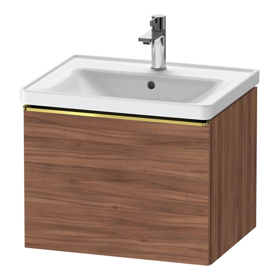 Duravit D-Neo – Έπιπλο Νιπτήρα – 584 mm, 1 συρτάρι, νιπτήρας κέντρο, 584 x 452 x 440 mm, Gold Polished – Walnut Matt, Decor (DE4249034790000)