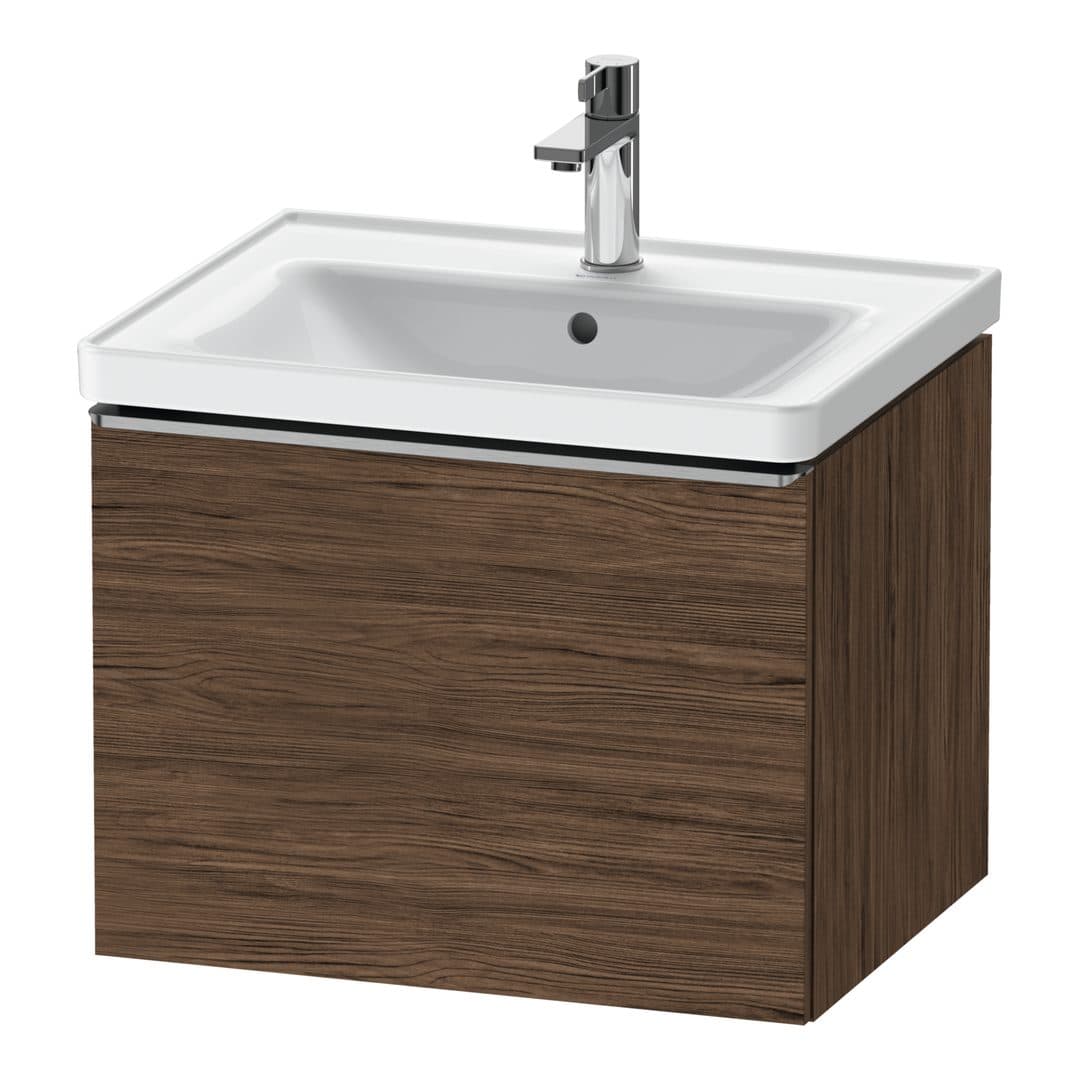 Duravit D-Neo – Έπιπλο Νιπτήρα – 584 mm, 1 συρτάρι, νιπτήρας κέντρο, 584 x 452 x 440 mm, Stainless steel Brushed – Walnut dark Matt, Decor (DE4249070210000)