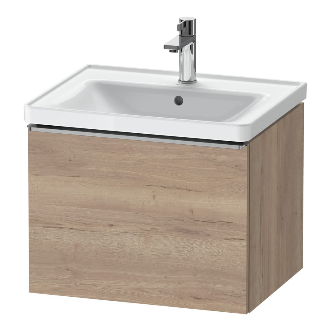 Duravit D-Neo – Έπιπλο Νιπτήρα – 584 mm, 1 συρτάρι, νιπτήρας κέντρο, 584 x 452 x 440 mm, Stainless steel Brushed – Marbled Oak Matt, Decor (DE4249070550000)