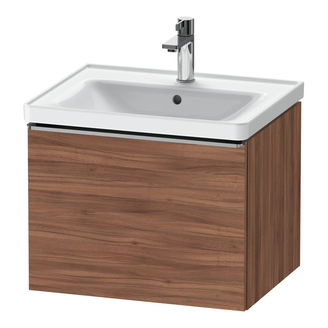 Duravit D-Neo – Έπιπλο Νιπτήρα – 584 mm, 1 συρτάρι, νιπτήρας κέντρο, 584 x 452 x 440 mm, Stainless steel Brushed – Walnut Matt, Decor (DE4249070790000)