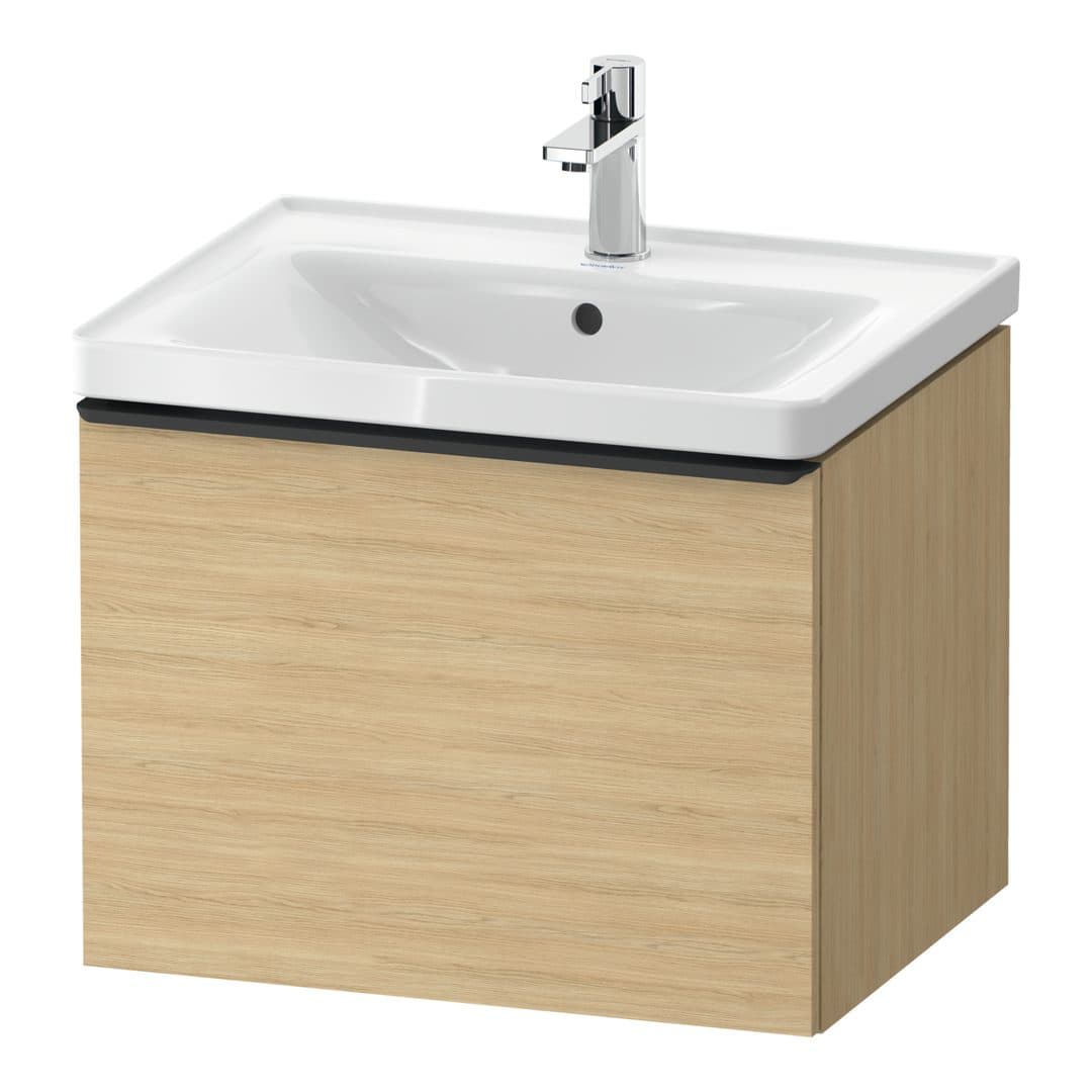 Duravit D-Neo – Έπιπλο Νιπτήρα – 584 mm, 1 συρτάρι, νιπτήρας κέντρο, 584 x 452 x 440 mm, Diamond black Matt – Natural oak, Decor (DE42490BD300000)