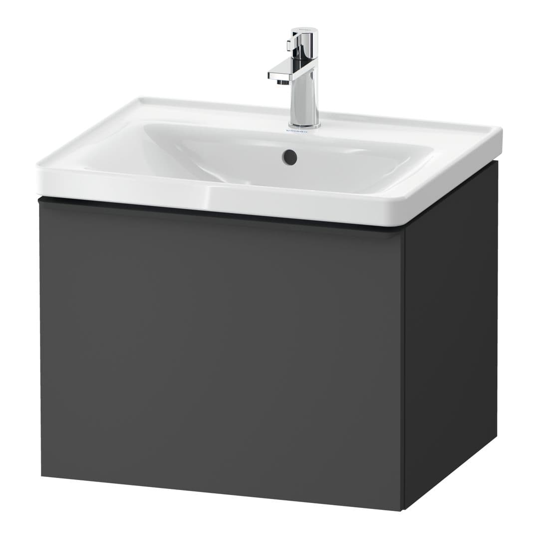 Duravit D-Neo – Έπιπλο Νιπτήρα – 584 mm, 1 συρτάρι, νιπτήρας κέντρο, 584 x 452 x 440 mm, Diamond black Matt – Graphite Matt, Decor (DE42490BD490000)
