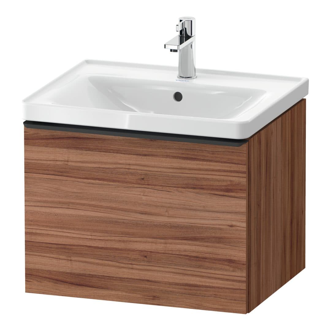 Duravit D-Neo – Έπιπλο Νιπτήρα – 584 mm, 1 συρτάρι, νιπτήρας κέντρο, 584 x 452 x 440 mm, Diamond black Matt – Walnut Matt, Decor (DE42490BD790000)