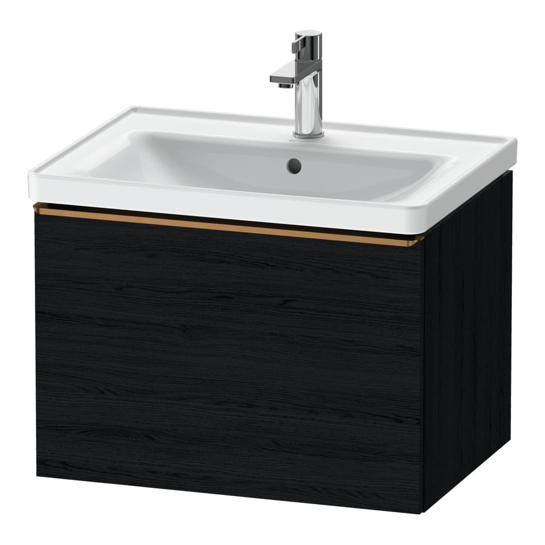 Duravit D-Neo – Έπιπλο Νιπτήρα – 634 mm, 1 συρτάρι, νιπτήρας κέντρο, Bronze Brushed – Black oak Matt, Decor (DE4254004160000)