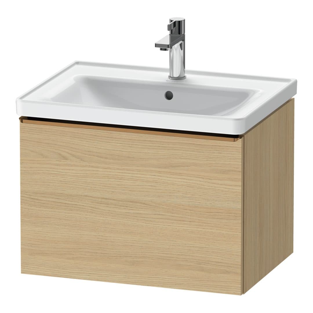 Duravit D-Neo – Έπιπλο Νιπτήρα – 634 mm, 1 συρτάρι, νιπτήρας κέντρο, Bronze Brushed – Natural oak, Decor (DE4254004300000)