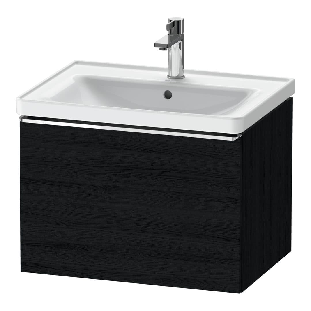 Duravit D-Neo – Έπιπλο Νιπτήρα – 634 mm, 1 συρτάρι, νιπτήρας κέντρο, Chrome High Gloss – Black oak Matt, Decor (DE4254010160000)
