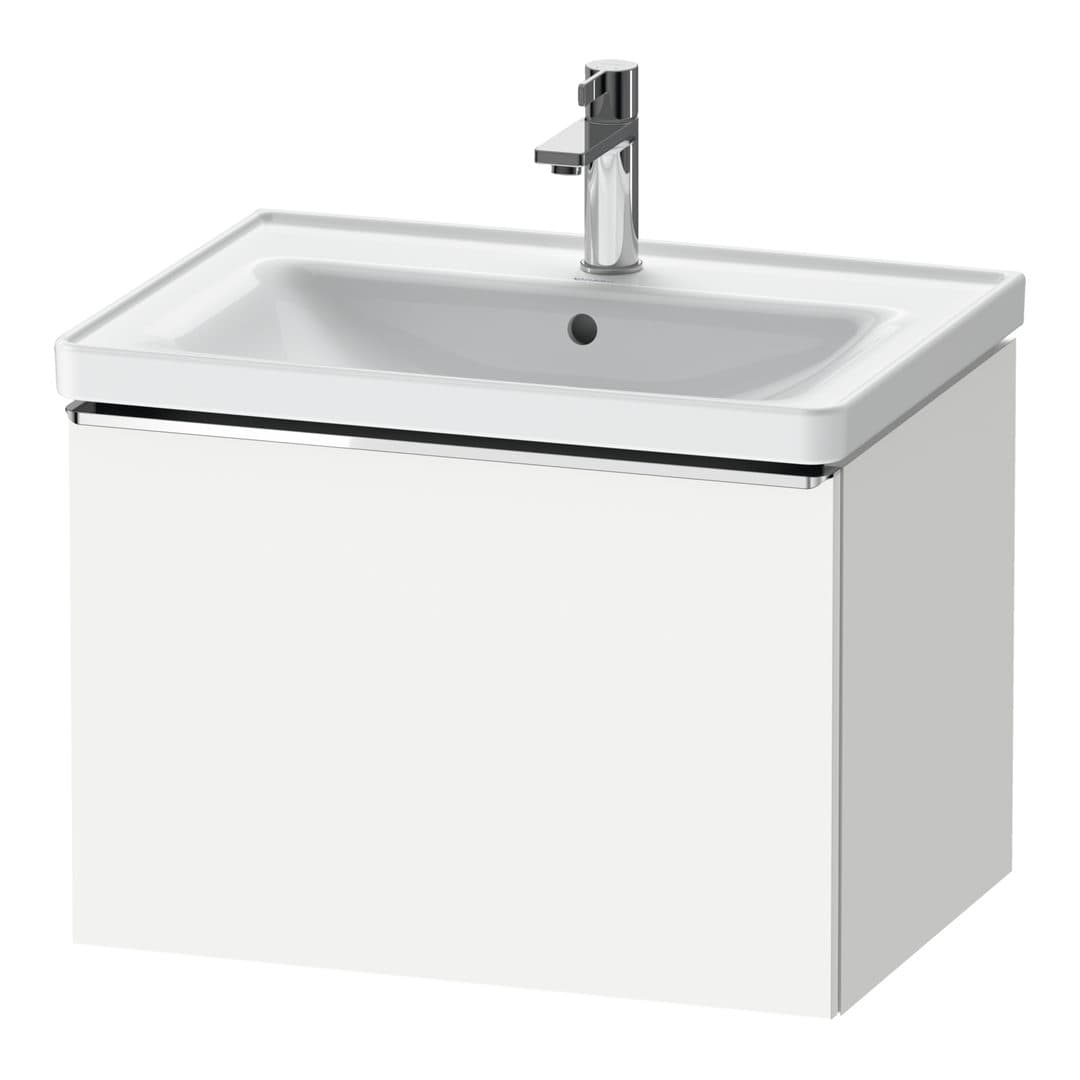 Duravit D-Neo – Έπιπλο Νιπτήρα – 634 mm, 1 συρτάρι, νιπτήρας κέντρο, Chrome High Gloss – White Matt, Decor (DE4254010180000)