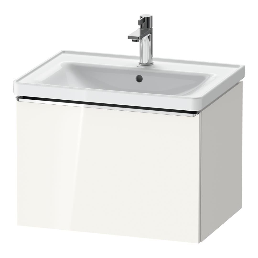 Duravit D-Neo – Έπιπλο Νιπτήρα – 634 mm, 1 συρτάρι, νιπτήρας κέντρο, Chrome High Gloss – White High Gloss, Decor (DE4254010220000)