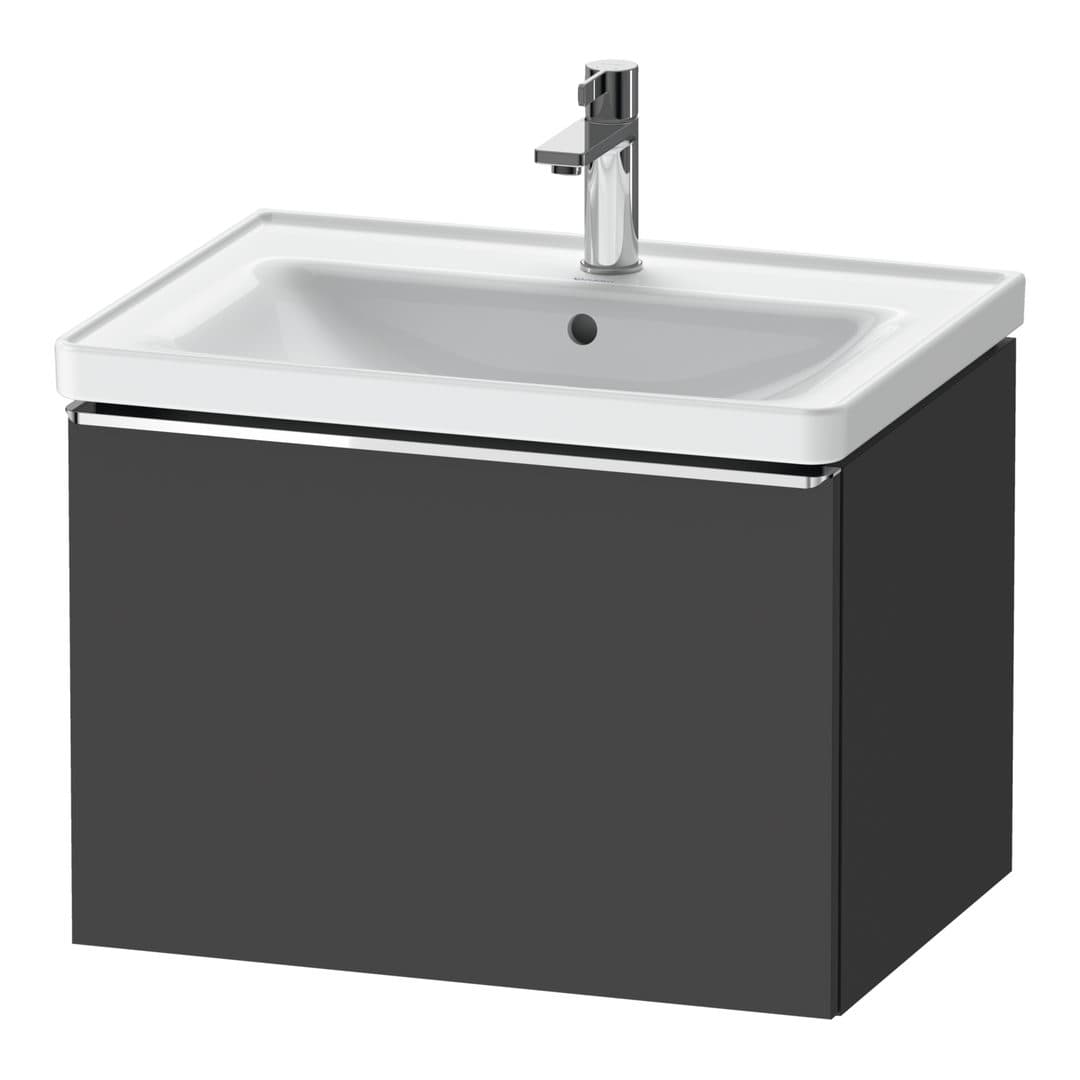 Duravit D-Neo – Έπιπλο Νιπτήρα – 634 mm, 1 συρτάρι, νιπτήρας κέντρο, Chrome High Gloss – Graphite Matt, Decor (DE4254010490000)