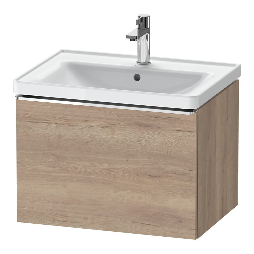 Duravit D-Neo – Έπιπλο Νιπτήρα – 634 mm, 1 συρτάρι, νιπτήρας κέντρο, Chrome High Gloss – Marbled Oak Matt, Decor (DE4254010550000)