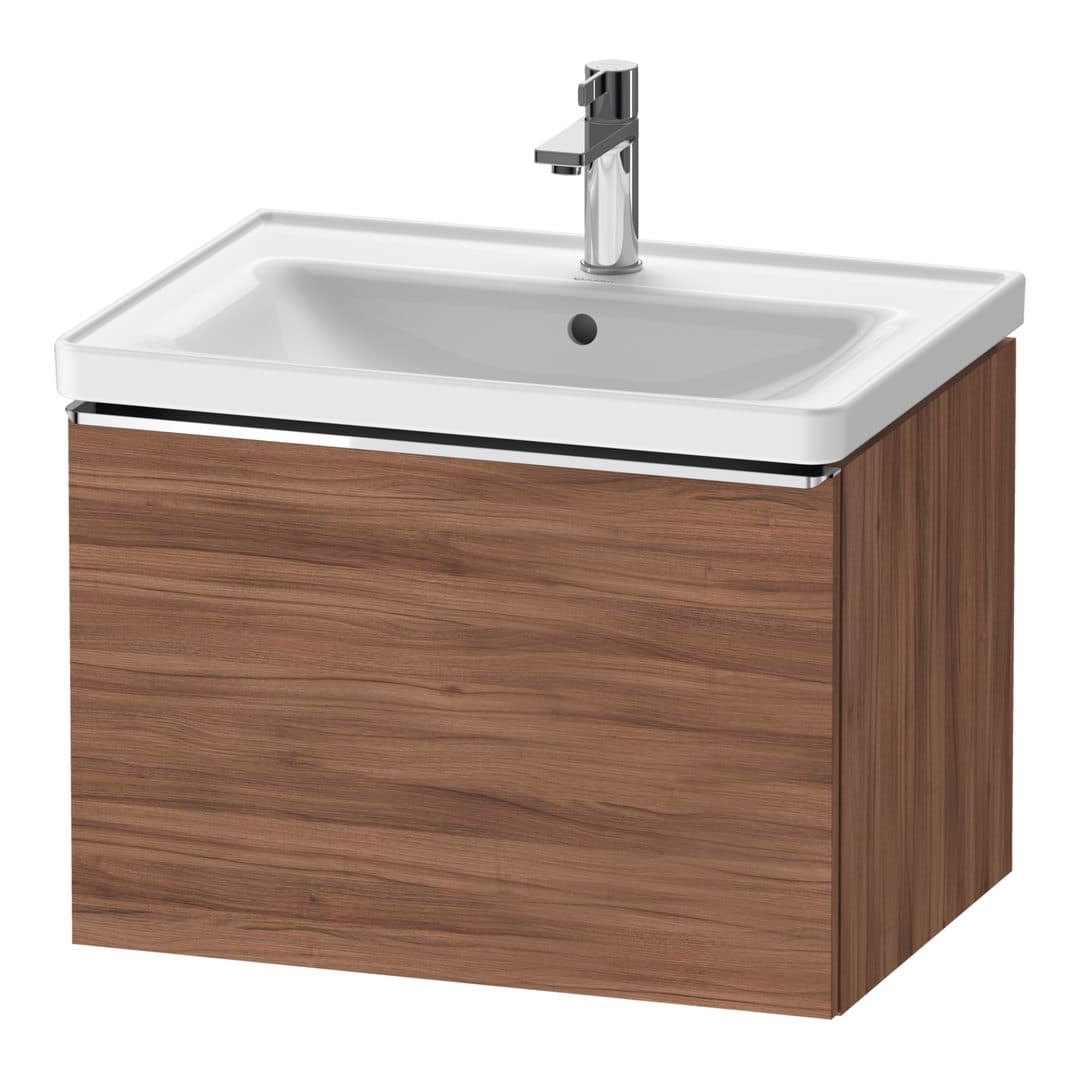 Duravit D-Neo – Έπιπλο Νιπτήρα – 634 mm, 1 συρτάρι, νιπτήρας κέντρο, Chrome High Gloss – Walnut Matt, Decor (DE4254010790000)