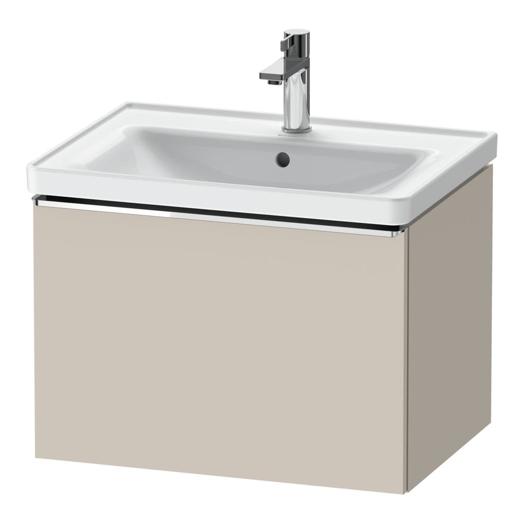 Duravit D-Neo – Έπιπλο Νιπτήρα – 634 mm, 1 συρτάρι, νιπτήρας κέντρο, Chrome High Gloss – Taupe Matt, Decor (DE4254010910000)