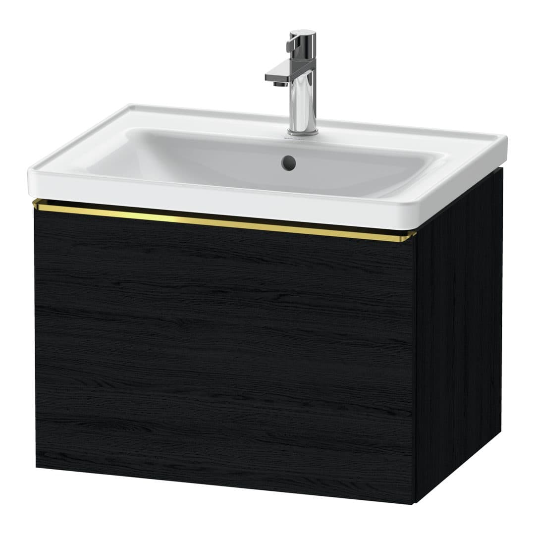 Duravit D-Neo – Έπιπλο Νιπτήρα – 634 mm, 1 συρτάρι, νιπτήρας κέντρο, Gold Polished – Black oak Matt, Decor (DE4254034160000)