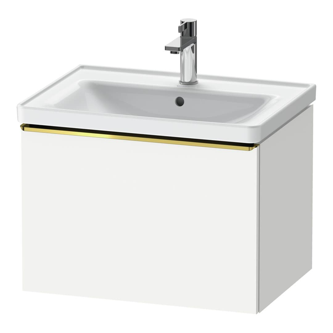 Duravit D-Neo – Έπιπλο Νιπτήρα – 634 mm, 1 συρτάρι, νιπτήρας κέντρο, Gold Polished – White Matt, Decor (DE4254034180000)