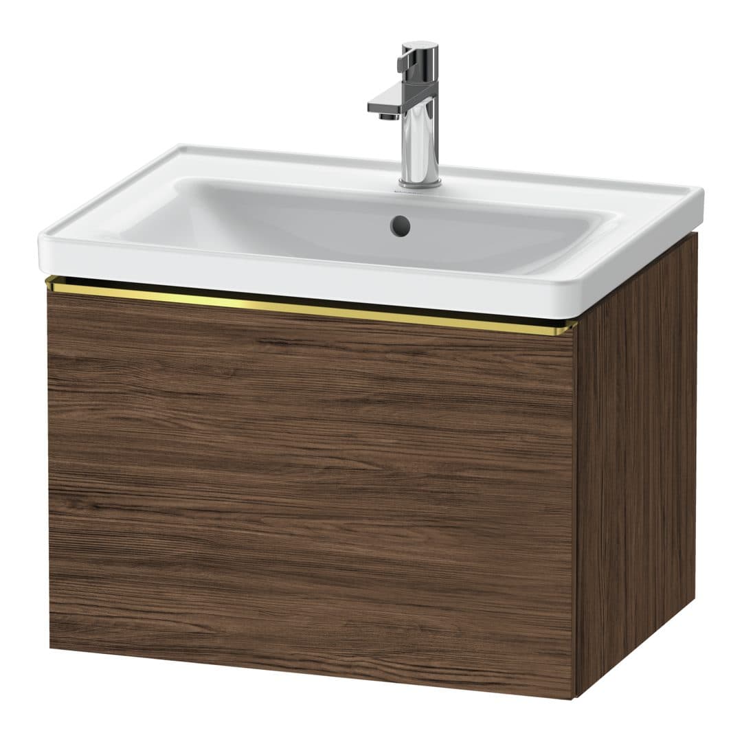 Duravit D-Neo – Έπιπλο Νιπτήρα – 634 mm, 1 συρτάρι, νιπτήρας κέντρο, Gold Polished – Walnut dark Matt, Decor (DE4254034210000)