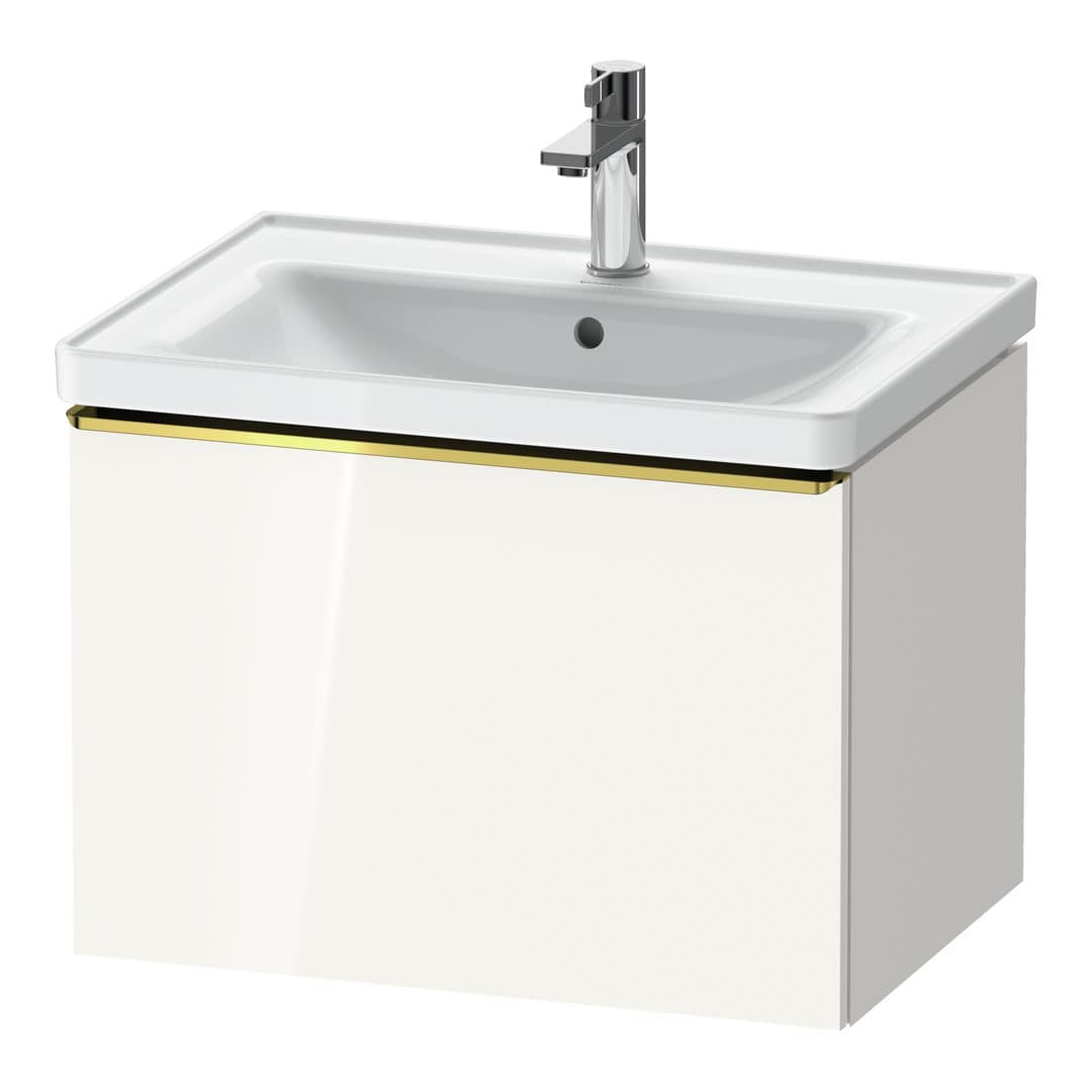 Duravit D-Neo – Έπιπλο Νιπτήρα – 634 mm, 1 συρτάρι, νιπτήρας κέντρο, Gold Polished – White High Gloss, Decor (DE4254034220000)