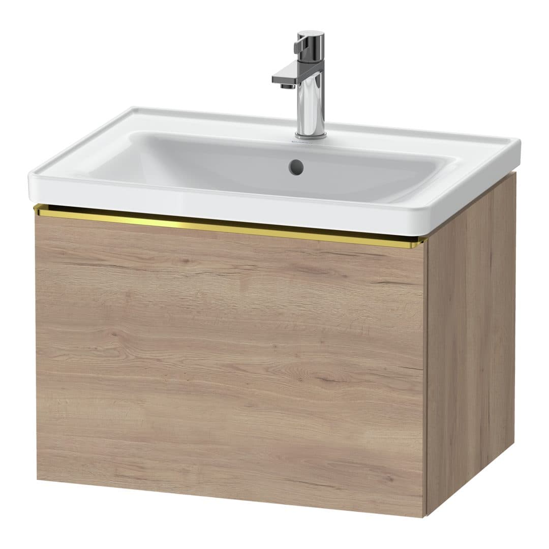 Duravit D-Neo – Έπιπλο Νιπτήρα – 634 mm, 1 συρτάρι, νιπτήρας κέντρο, Gold Polished – Marbled Oak Matt, Decor (DE4254034550000)