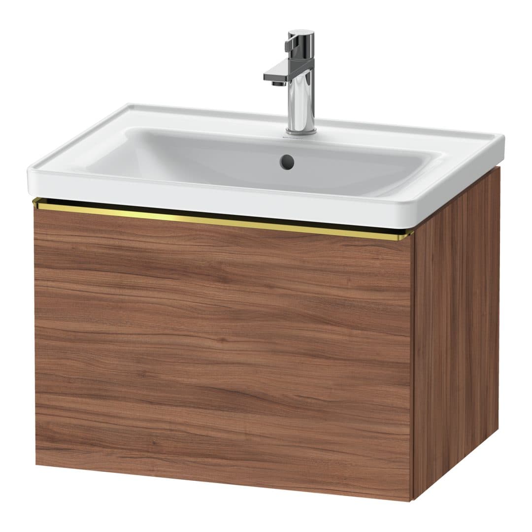 Duravit D-Neo – Έπιπλο Νιπτήρα – 634 mm, 1 συρτάρι, νιπτήρας κέντρο, Gold Polished – Walnut Matt, Decor (DE4254034790000)